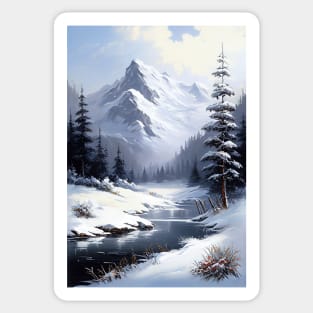 Snowy Mountains - Oil Paint Sticker